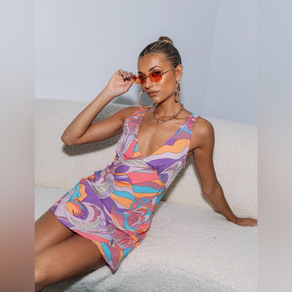 Nellie Mini Dress Pink Multi - Princess Polly